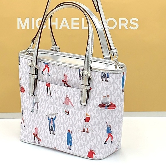 Michael Kors Jet Set Girls Print White Signature XSMALL Carryall Top Zip… - Picture 6 of 16